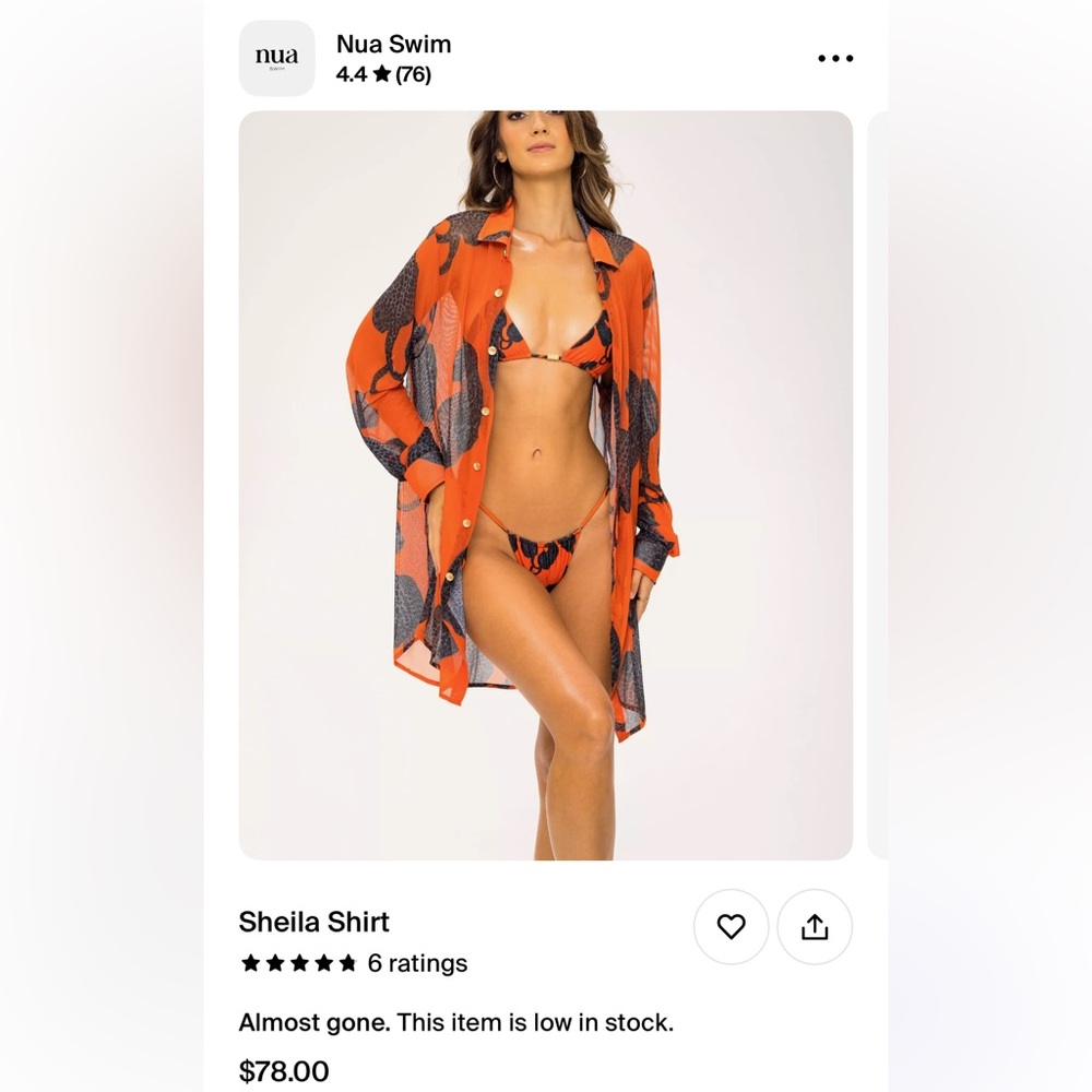 Orange Sheila beach shirt, animal - Picture 3 of 4